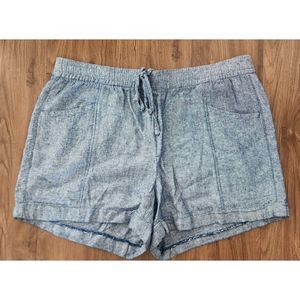 LNWOT Womens Size M Old Navy High-Waisted Linen-Blend Chambray Shorts 3.5 Inseam